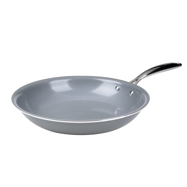 Goodful Sartén Antiadherente De Cerámica De 11 Pulgadas Ollas Y Sartenes Apto para Lavavajillas Sartén Con Mango De Acero Inoxidable De Agarre Confort Hecho Sin Pfoa Gris