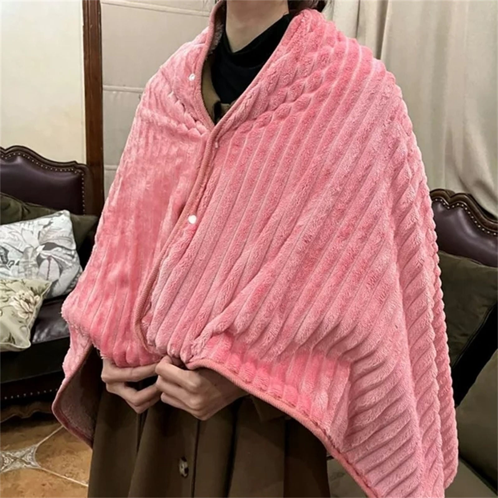 Warm Blanket Wearable Usb Blanket Warm Heated Shawl for Home Back Knee Warmer Red