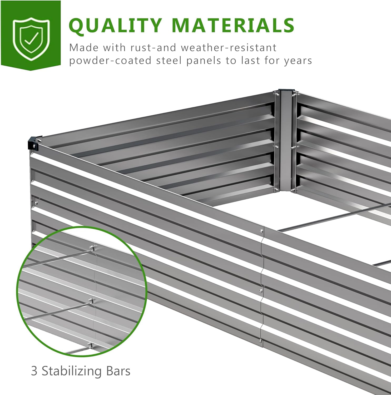 2PCS 10x3x1ft Galvanized Raised Garden Bed Kit,Metal Planter Box for Vegetables,Flowers,Herbs Durable Rust-Resistant Patio Gardening Beds,Silver