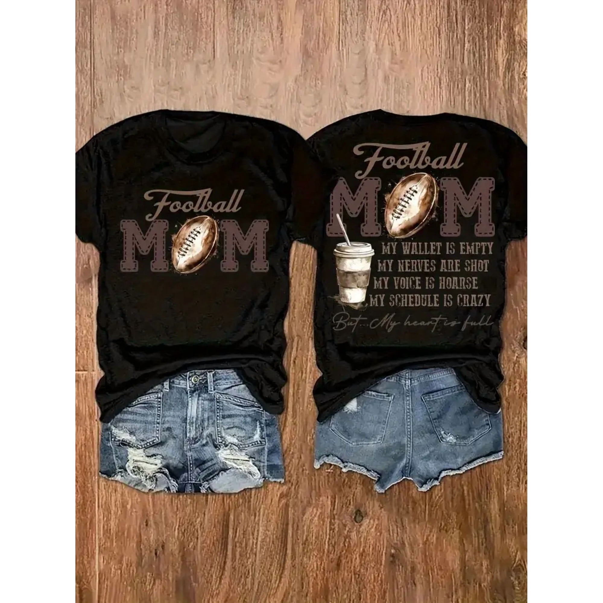 Stressed Football Mom Quote Graphic for Women Short Sleeve T-Shirt Gift