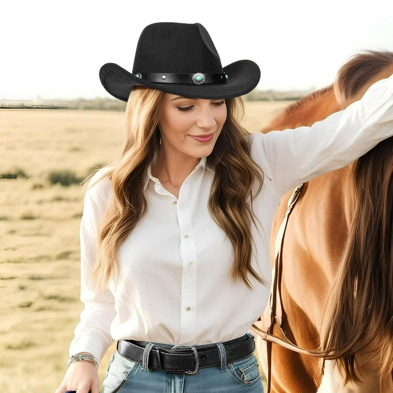 ZZ Womens Cowgirl Studded Pinched Western Cowboy Hats Wide  display picture 1