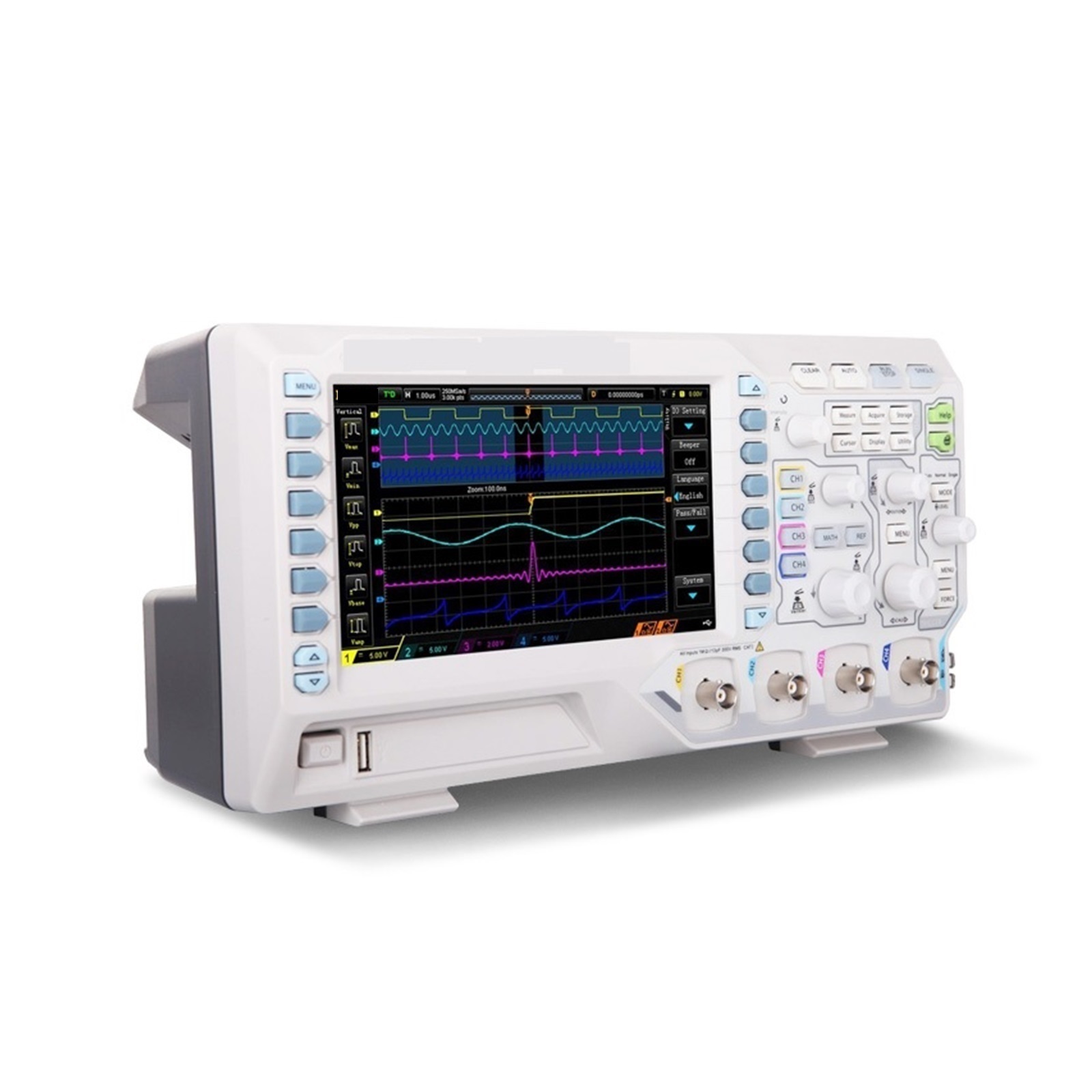 7" Screen Digital Oscilloscope 50MHz 4 Analog Channels Sampling Rate 1GSa/s 24Mpts Memory Depth Waveform Storage Playback ,Professional Designed