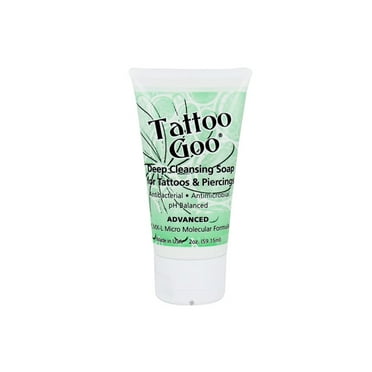 Tattoo Goo Deep Cleansing Soap, Disinfecting Tattoo and Piercing Aftercare - Moisturizing Olive Oil, Alcohol and Fragrance Free - 3 oz