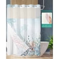 thumbnail image 2 of No Hook Shower Curtain with Snap in Liner, Summer Sea Life Coral Seagrass Shell Conch Starfish Hotel Shower Curtains for Bathroom, Washable Shower Curtain Liner Set with Mesh Top Window, 72"x72", 2 of 6