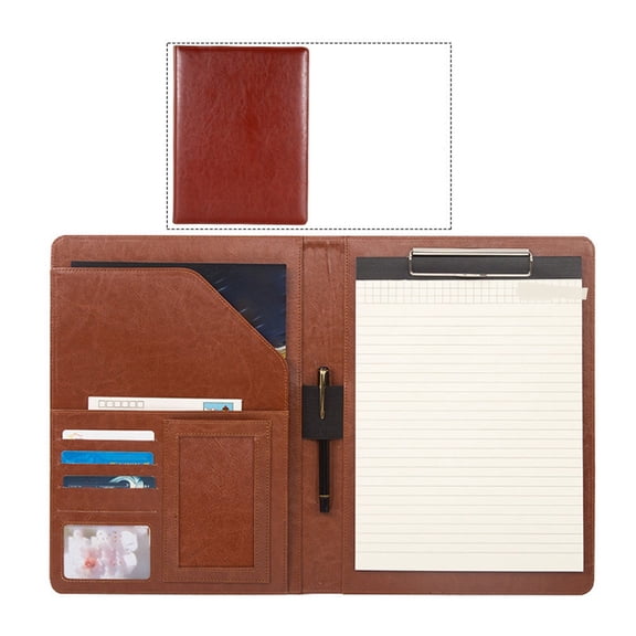Document Clip Board Folder Leather Portfolio Multifunctional Business Organizer for Test Papers Important Files