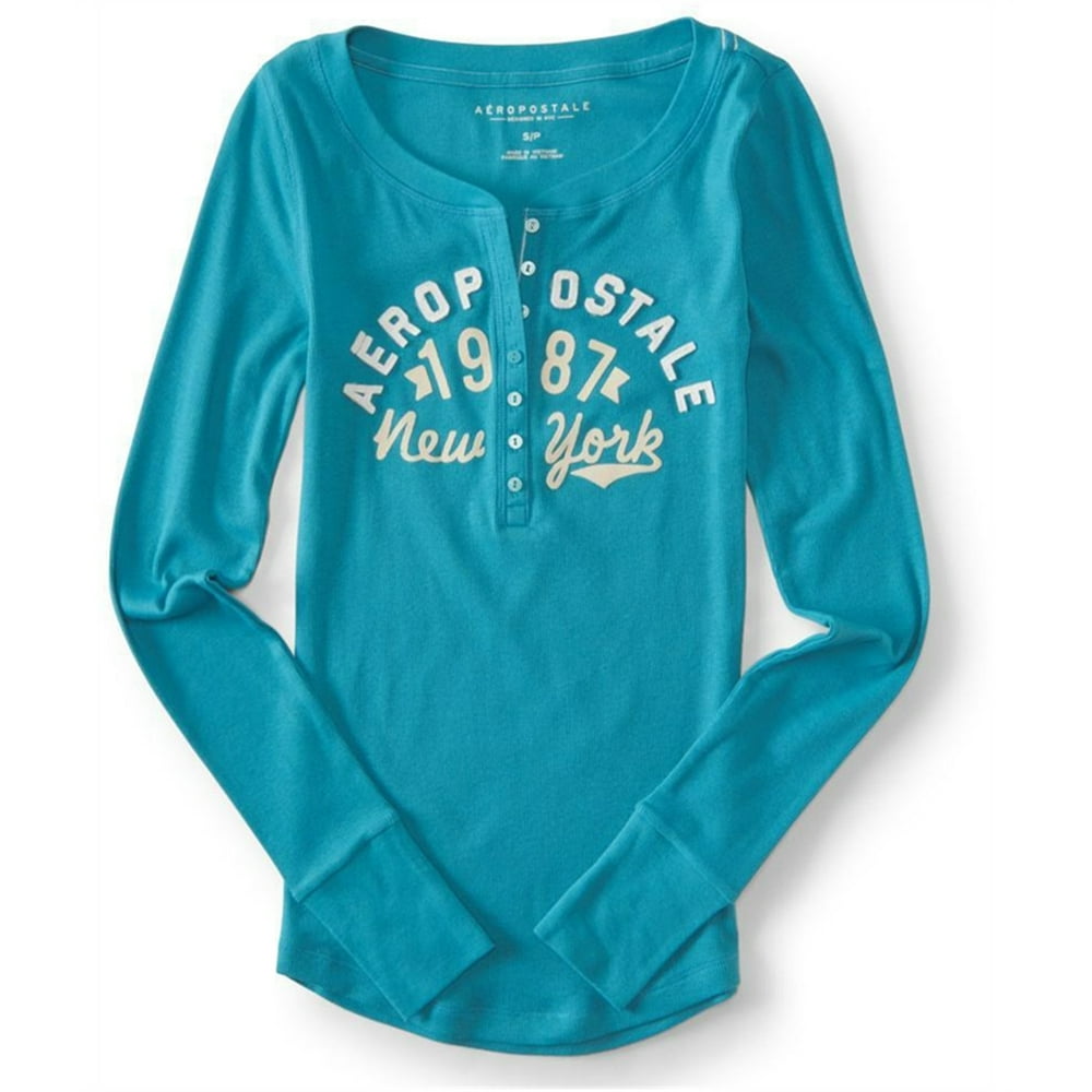 Aeropostale Aeropostale Womens 1987 New York Henley Shirt Walmart