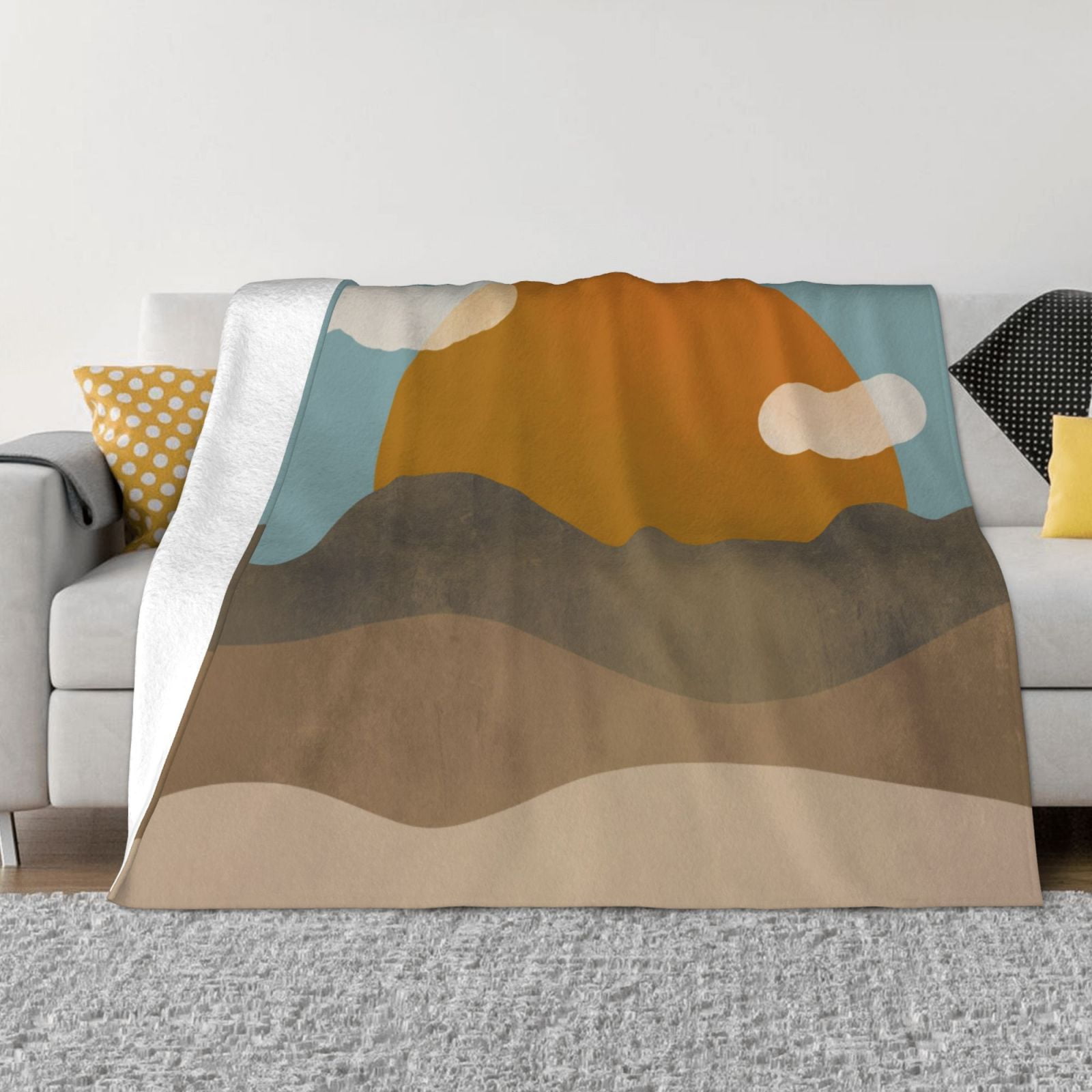 Super Soft AntiPilling Flannel Bed Blankets, Boho Desert Rock Cozy