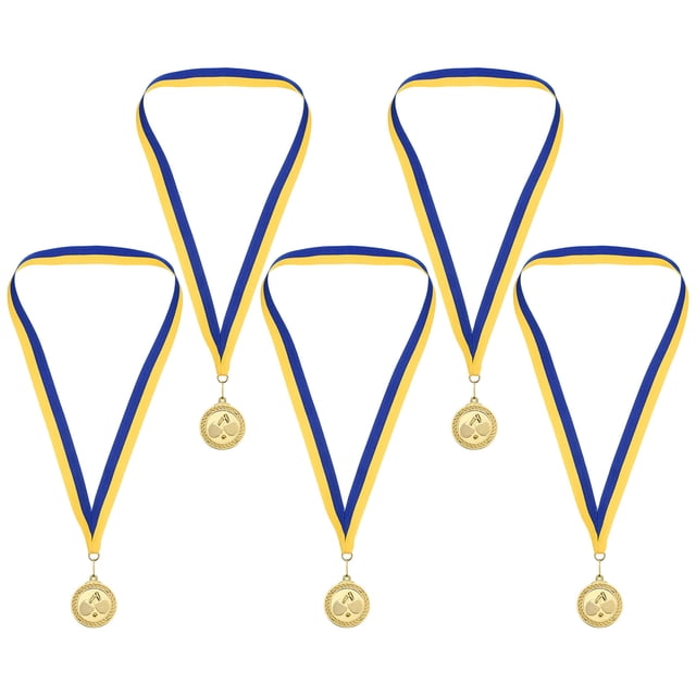Unique Bargains 2' Gold Table Tennis Medals, 5Pcs Table Tennis Award Medals