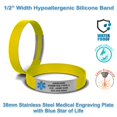 thumbnail image 3 of MedicBand Medical Alert Bracelets for Men and Women. Incl. 4 Lines Custom Engraving, Emergency Medical Information Card, Complimentary 12 mo. Personal Health Record Membership! Free Ship - Yellow, 3 of 7