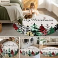 thumbnail image 6 of Merry Christmas Round Area&nbsp;Rug 4ft Green Red Black Plaid Christmas Tree Snowflakes Linen Non-Slip&nbsp;Washable Circle Rugs Soft Felt Indoor Floor Mat for Bedroom Kitchen Living Room Bathroom, 6 of 9