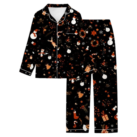 Pajama Set Womens Print Long Sleeve Top and Pants Soft Cozy Sleepwear Loungewear