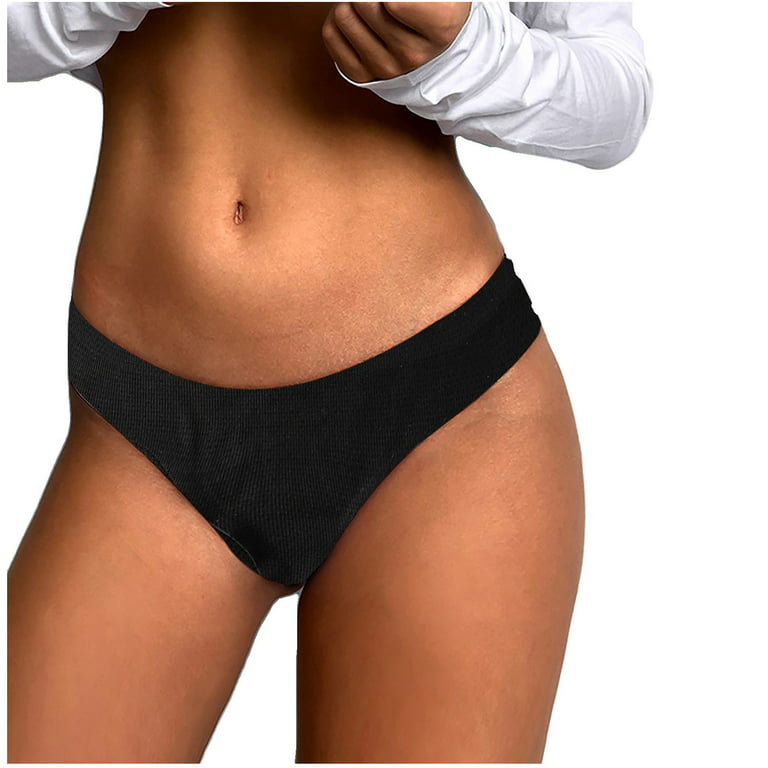 Efsteb High Waisted Underwear for Women Underwear Breathable Comfortable  Solid Color Briefs Briefs Lingerie Knickers Panties Black 