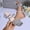 Silver, variant on Women's Glitter Rhinestone Heeled Sandals, Open-Toe Two-Band Mules with Clear Block Heel, Elegant Sparkly Slides Silver 6.5(38)