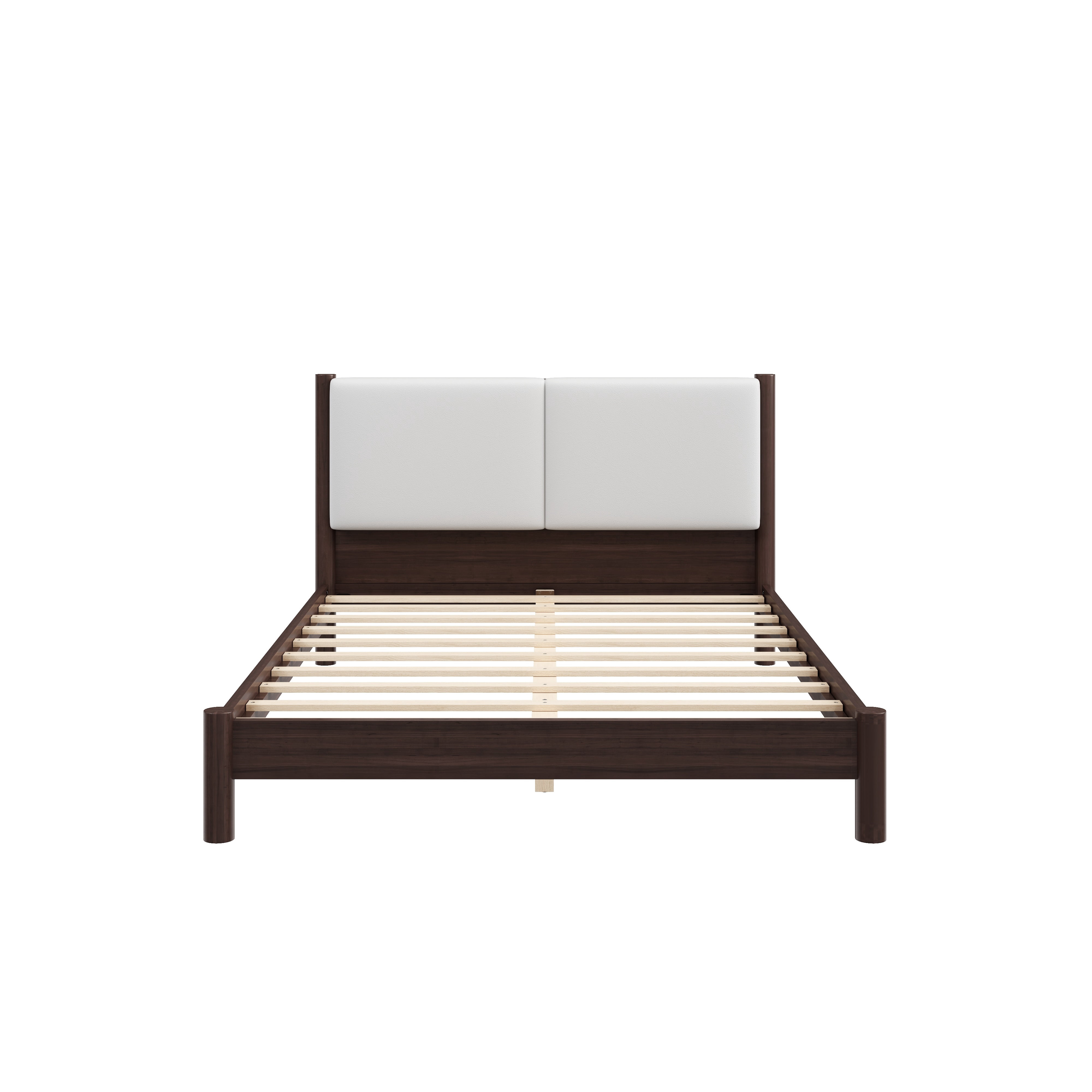 Euroco Wood Queen Size Platform Bed with PU Leather Headboard, No Box Spring Needed, Espresso