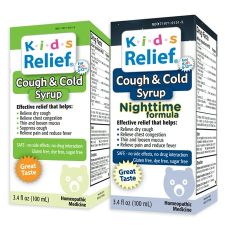 Kids Relief Cough & Cold Syrup Combo Daytime & Nightime Formula For Kids 0-12 Years