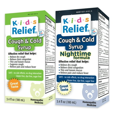 Kids Relief Cough & Cold Syrup Combo Daytime & Nightime Formula For Kids 0-12 (Best Cough Syrup For Kids)