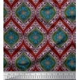 thumbnail image 1 of Soimoi Red Modal Satin Fabric Seamless Damask Printed Fabric 1 Yard 42 Inch Wide, 1 of 3