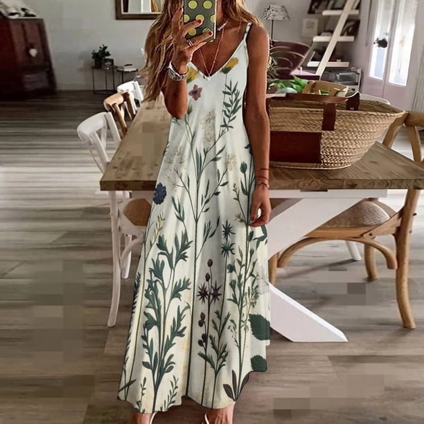 chinese dress ladies Women's Summer Casual Loose Sleeveless Spaghetti Strap Asymmetric Tier