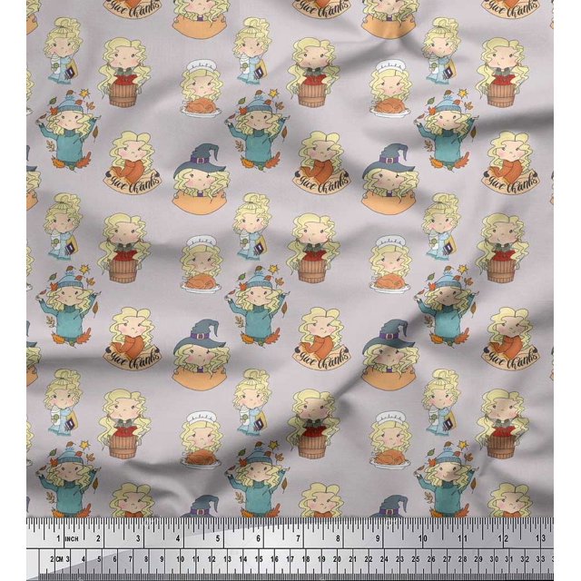 Soimoi Velvet Fabric Cute Girl Kids Print Sewing Fabric Yard 58 Inch Wide