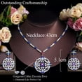 thumbnail image 6 of Green CZ Bridal Big Long Drop Flower Round Tennis Necklace Dress Jewelry Set, 6 of 9