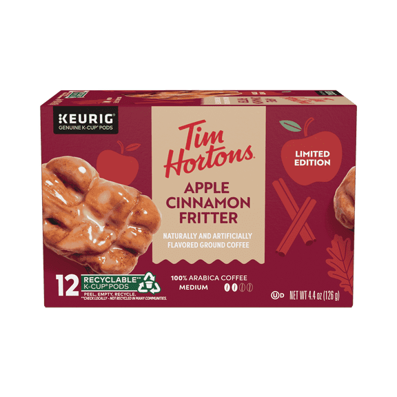 Tim Hortons, Apple Cinnamon Fritter, K-Cup Coffee Pods, Medium Roast, 12 Count