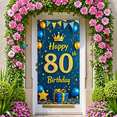 thumbnail image 7 of Blue Glittery Birthday Banner with Gold Crown Stars Balloons and Gift for 80th Birthday Party Supplies Photography Props Background Decorations Backdrop, 7 of 7