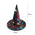 thumbnail image 3 of Sombreros de bruja de Halloween para adultos y niños, 1 piezas, sombrero de bruja colorido, cinta de Mascarada, gorra de mago, decoraciones de fiesta de Halloween, accesorios de Cosplay, 3 of 4