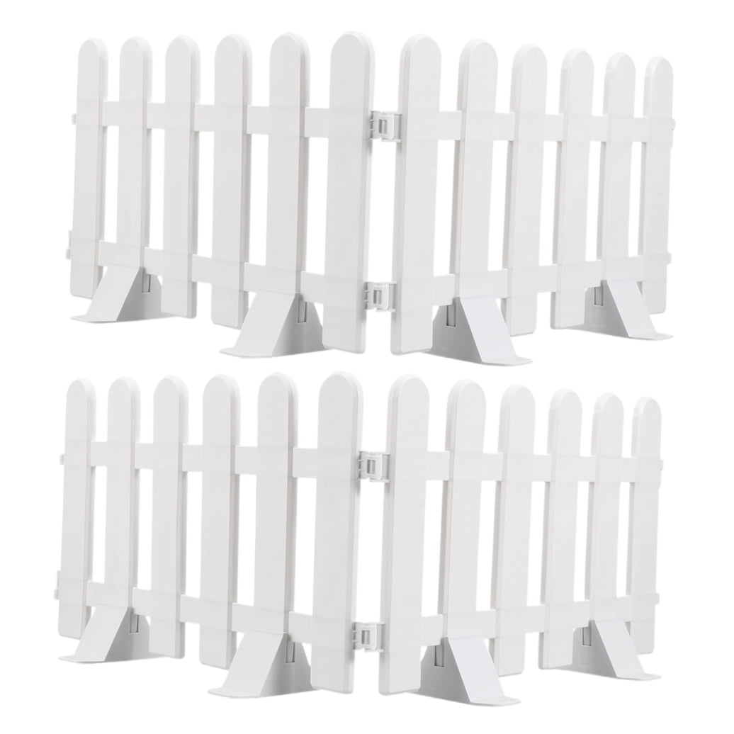 WORGEOUS  4 Pcs Garden Fence White Picket Decorative Panel Landscape Edging