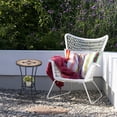 thumbnail image 4 of Round Brown & White Mosaic Side Table with Lower Storage Shelf,Outdoor Accent Table, Patio End Table for Garden, Balcony, Living Room & Coffee Corner, 4 of 9