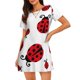 thumbnail image 1 of Fotbe Fly Flying Ladybug Bata de Dormir para Mujer con Estampado, Camisón de Algodón de Manga Corta, Ropa de Dormir Casual, 1 of 6