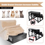 Topmart 3 Step Dog Step for Small Dog,Non-Slip Plastic Dog Stair for Beds,11.8in High,Khaki
