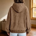 thumbnail image 5 of Yuncity Womens Zip Up Hoodie Leopard Print Fleece Pullover Long Sleeve Loose Fit Pockets Sweatshirt Casual Fall Winter Hooded Jacket Size S Khaki, 5 of 5