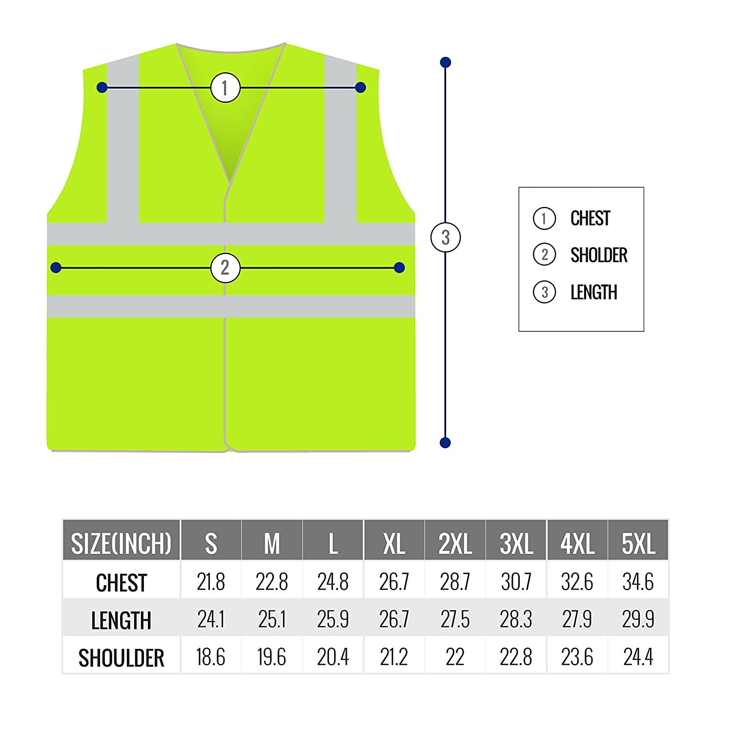 RK Safety High Visibility Safety Vest with Reflective Strips and Pockets - ANSI Class 2 - Neon Yellow / 3XL