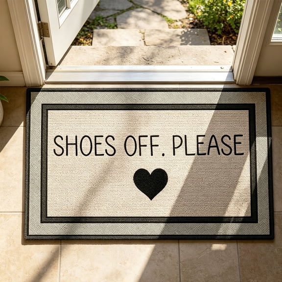 CaiYueKe Shoes Off Please Door Mat, Cute Welcome Front Door Mat Indoor Outdoor Entrance, Rustic Remove Your Shoes Doormat Rugs for Porch Entry Patio Kitchen Decor