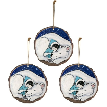 

Yedhsi Hanging Ornaments Lovely Christmas Round Wooden Hanging Animal Print Pendant