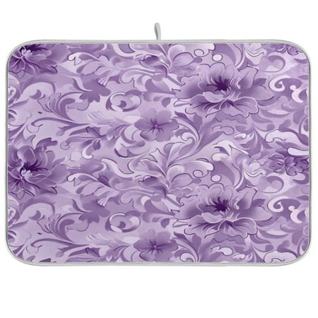 

Kitchen Drying Mat 18x24In Drying Dish Mat Dish Drying Mats Kitchen Countertop Multi-Function Drain Drying Mat Kitchen Table Purple Flower