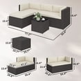 thumbnail image 3 of 3 Piece Patio Furniture Set, Wicker Outdoor Patio Conversation Furniture Set with Cushions, Glass Top Table, Beige, 3 of 6