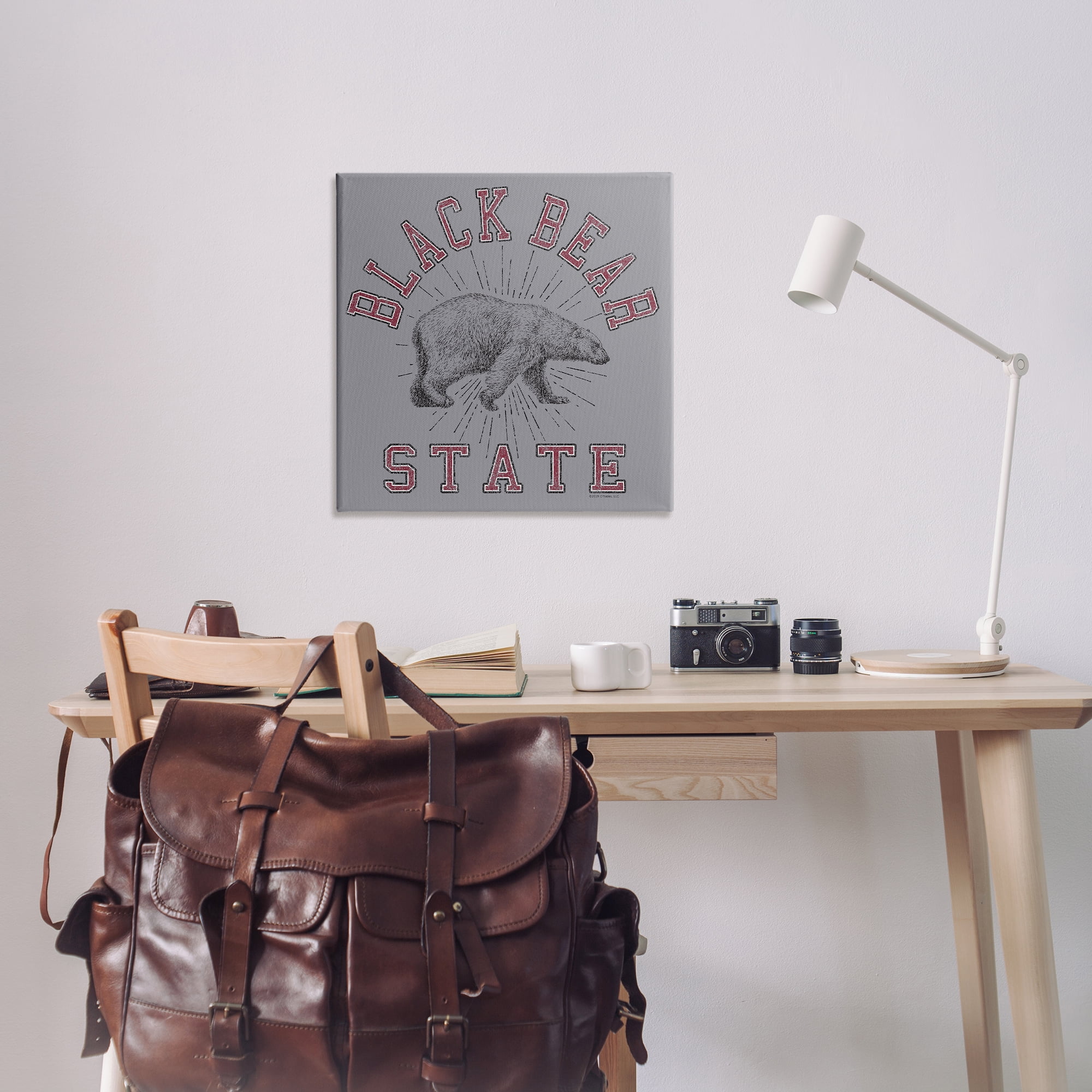 Stupell Industries Vintage Black Bear State Novelty & Humor Painting Wrapped Canvas Art Print Wall Art, 30 x 30