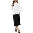 thumbnail image 2 of INSPIRE CHIC Casual Work Shirt for Women's Button Cuffed Collared Office Fall Trendy Shirts Blouses XL White, 2 of 6