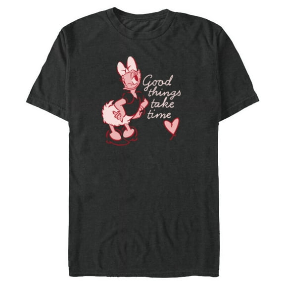 Disney Daisy Duck Retro Vintage Heart Good Things Take Time - Short Sleeve Blended T-Shirt for Adults - Customized-Dark Heather