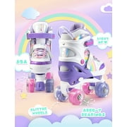 2PM SPORTS SULIFEEL Rainbow Unicorn Adjustable Roller Skates for Kids with Light up Wheels