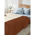 thumbnail image 4 of Boho Brown Leather Texture Queen Size Flat Sheet, Wrinkleproof & Fadeproof Cooling Flat Bed Sheet Only, Modern Yellow Striped Breathable Soft Bedding Top Sheets 90 x 102 Inches, 4 of 8