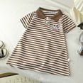 thumbnail image 2 of Gubotare Girls Clothes Summer Dresses Little Girls A-Line Dress Cute Rainbow Pattern Short Sleeve Casual Toddler Girl Dresses for Party 5T 6T (Brown,5-6 Years), 2 of 3