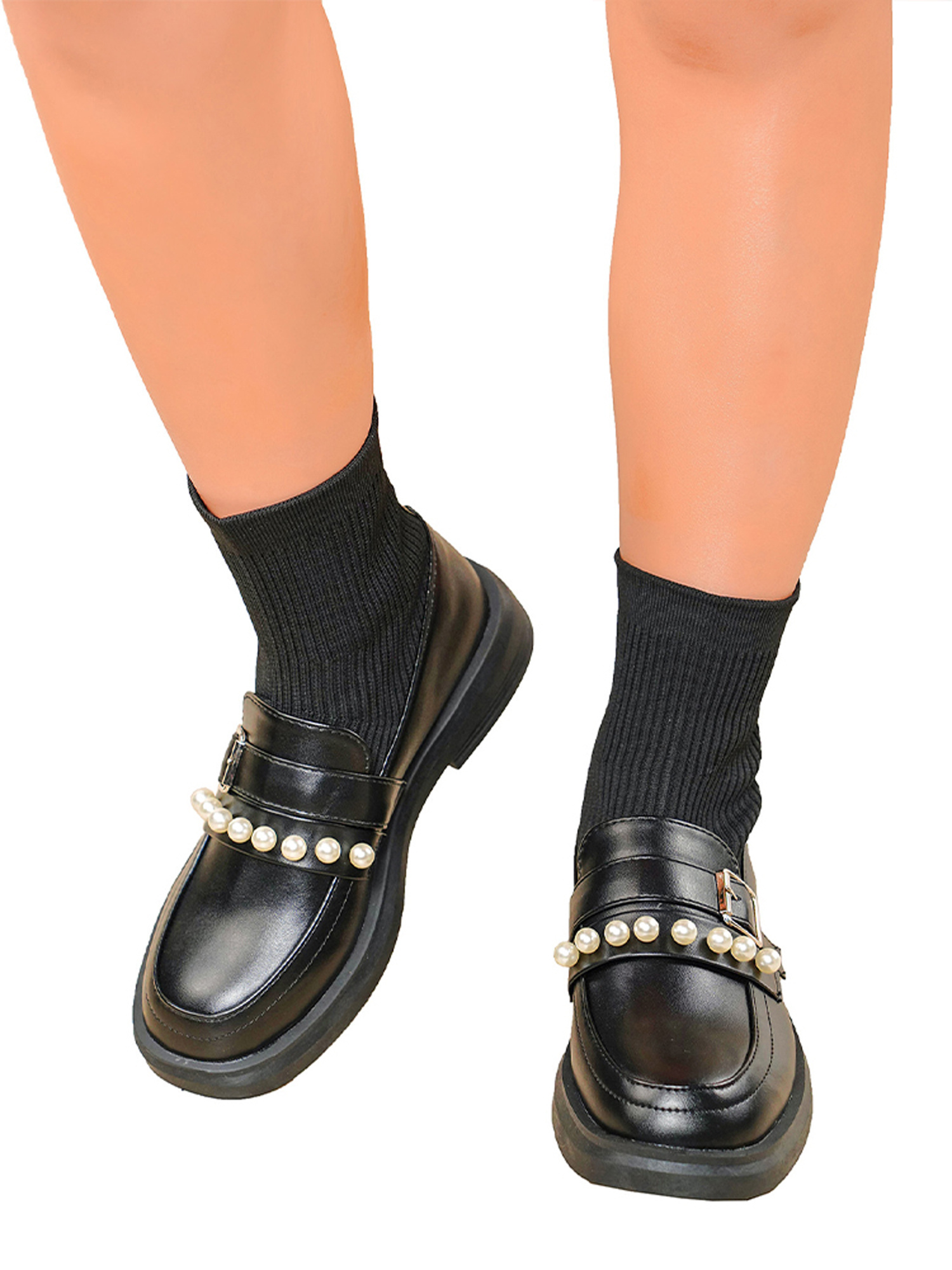 Wodstyle Womens Flat Pearl Decor Ankle 