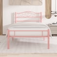 thumbnail image 4 of VECELO Set of 2 Twin Size Metal Platform Bed Frame with Headboard and Footboard, Heavy Duty Slat Steel Slat Support, No Box Spring Needed, Pink, 4 of 9