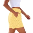 thumbnail image 4 of Qiopertar Women's Checkered Shorts Casual Loose Elastic Waist Shorts with Side Pockets Drawstring Sporty Comfy Lounge Pants, Yellow XXL, 4 of 5