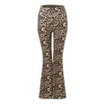 thumbnail image 4 of felwors Women's High Waist Leopard Print Flare Pants - Stretchy Bell Bottom Trousers for Casual, Party & Daily Wear Coffee, M, 4 of 6