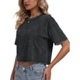 thumbnail image 3 of Sundazz Cropped T shirts for Women Oversized Vintage Cotton Tee Short Sleeve Summer Tops Casual Shirts, 3 of 8