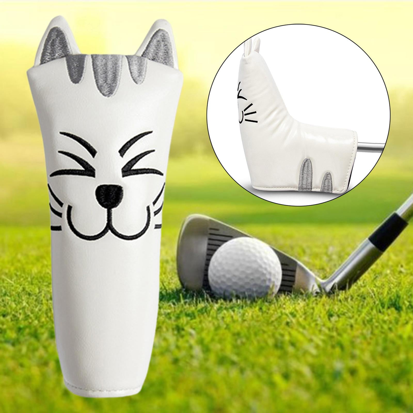 harayaa Golf Club Head Covers Mallet Putter Cat Pattern Accessories Putter Cue Headcover Straight White