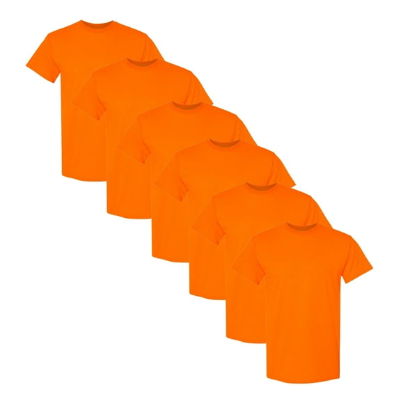Gildan High Visibility Safety T-Shirt, Hi Vis Short Sleeve Work Shirt, Orange, 6 Pack, S